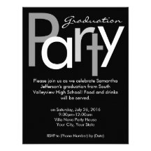Chunky Black and White Graduation Party Invitation