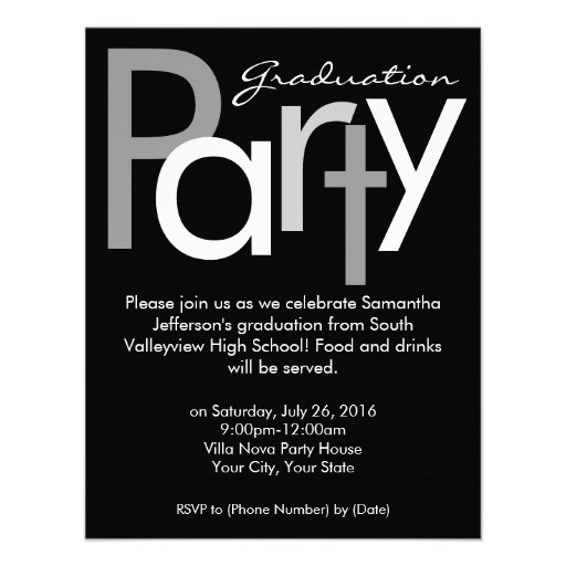 Chunky Black and White Graduation Party Invitation
