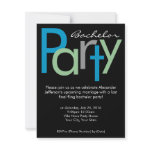 Chunky Block Blue Black Bachelor Party Invitation