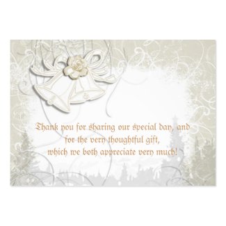 Church bells n floral wedding thank you profilecard