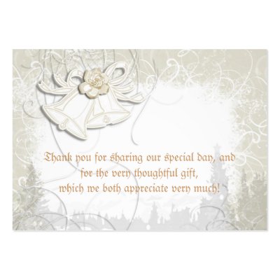 Church bells n floral wedding thank you business card by mensgifts