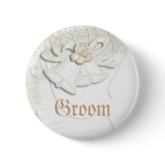 Church bells n floral wedding white button