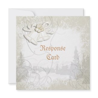 Church bells n floral wedding white invitation