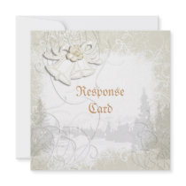 Church bells n floral wedding white custom invite