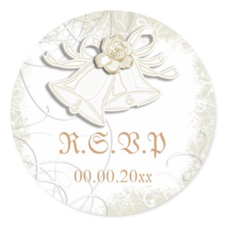Church bells n floral wedding white sticker