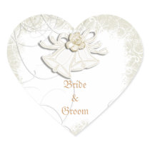 Church bells n floral wedding white sticker