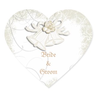 Church bells n floral wedding white sticker