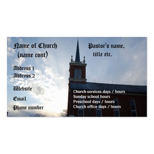 Church business card template Zazzle