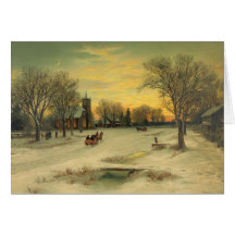 Church Christmas Morning, A Vintage Christmas Card