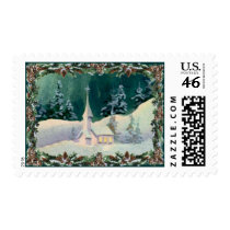 CHURCH & FIR WREATH by SHARON SHARPE postage