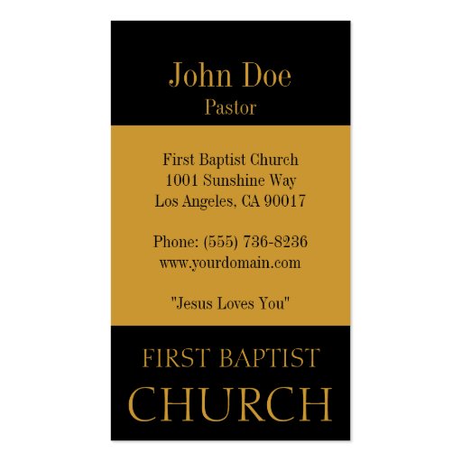 Church Gold/Black Business Card (back side)