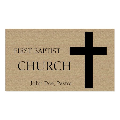 Church Horizontal Tan/Black Business Cards (front side)