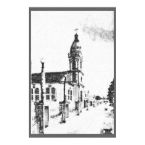 Church image in charcoal posters