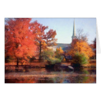 Church in autumn cards