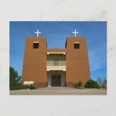 Church near Santa Fe New Mexico Post Card by Rebecca Reeder