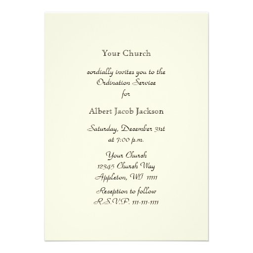 Church Ordination Invitation -- Cross & Dove