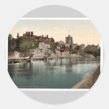 Church, palace and college, Maidstone, England cla Round Stickers