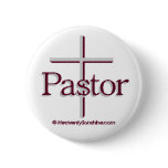 Church Pastor Gray Cross Pinback Button