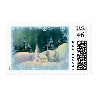 CHURCH & SNOWFLAKES by SHARON SHARPE stamp