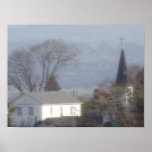 Church steeple on a hazy blue day #2 print