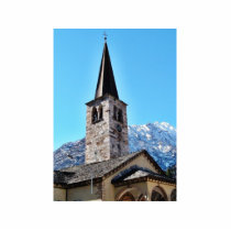 Church Tower In A Village In The Alp Mountain photo sculptures by lifesphere Church Tower In A Village In The Alp Mountain photo sculptures
