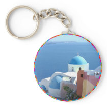 Church Views on Santorini, Greece Key Chain