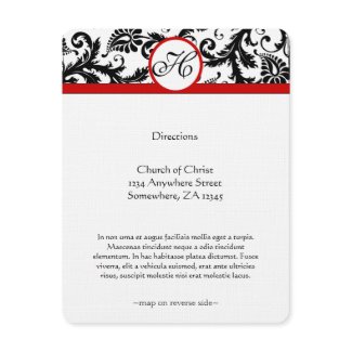 Church Wedding Reception Direction Card invitation