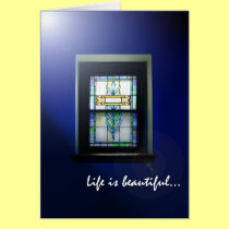 CHURCH WINDOW BLUE - Customized cards