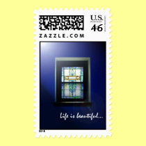 CHURCH WINDOW Blue postage by UMChurch CHURCH WINDOW Blue postage