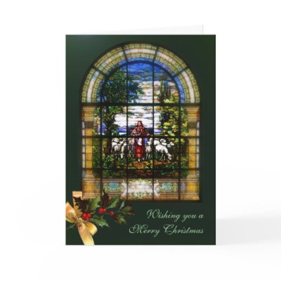 CHURCH WINDOW - CHRISTMAS LAMB CARD by UMChurch