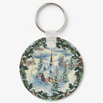 CHURCH & WREATH by SHARON SHARPE keychains by sharonsharpe CHURCH & WREATH by SHARON SHARPE keychains