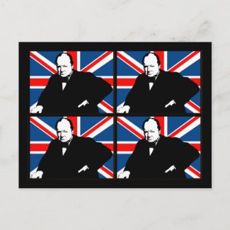 Churchill and Union Jack postcard