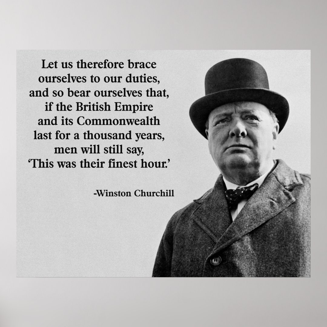 Churchill Finest Hour Poster Zazzle