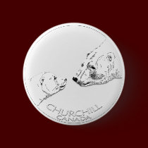 Churchill Souvenirs Polar Bear Art Shirts & Gifts buttons