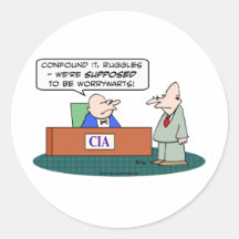 cia central intelligence agency worrywarts round sticker
