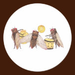Cicada Band with Gong, Trumpet and Drum stickers