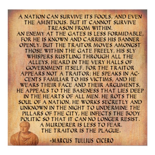 CICERO QUOTE NATION CANNOT SURVIVE TREASON POSTER Zazzle