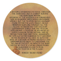 CICERO QUOTE - NATION CANNOT SURVIVE TREASON ROUND STICKERS