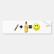 Cigar + Beer = Happiness Bumper Sticker