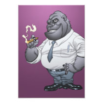 gorilla, cigar, smoking, business, man, al rio, thomas mason, art, illustration, drawing, Invitation med brugerdefineret grafisk design