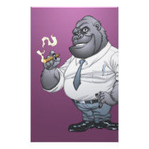 gorilla, cigar, smoking, business, man, al rio, thomas mason, art, illustration, drawing, Flyer with custom graphic design