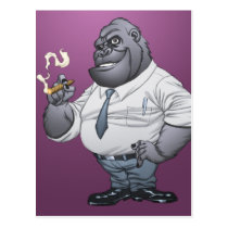 gorilla, cigar, smoking, business, man, al rio, thomas mason, art, illustration, drawing, Postkort med brugerdefineret grafisk design