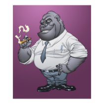 Cigar Smoking Business Man Boss Gorilla by Al Rio Print