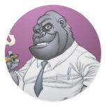 Cigar Smoking Business Man Boss Gorilla by Al Rio Round Sticker