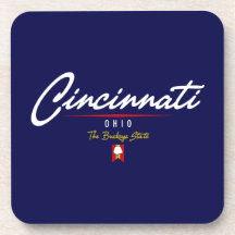 Cincinnati Script Drink Coasters