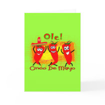 Cinco de Mayo 3 Dancing Chilli Peppers-Adorable Greeting Cards