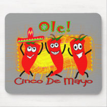 Cinco de Mayo 3 Dancing Chilli Peppers-Adorable Mouse Pads