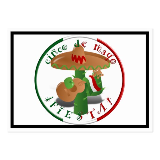 Cinco De Mayo Fiesta!  Cactus with Sombrero Business Card Templates (front side)