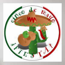 Cinco De Mayo Fiesta!  Cactus with Sombrero Poster