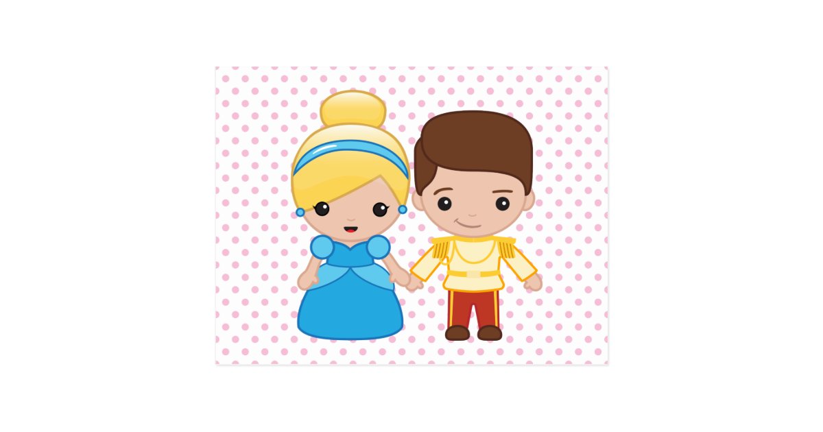 Cinderella and Prince Charming Emoji Postcard Zazzle